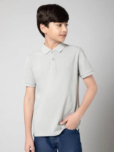 Alan Jones Boys Solid Cotton Blend Regular T Shirt