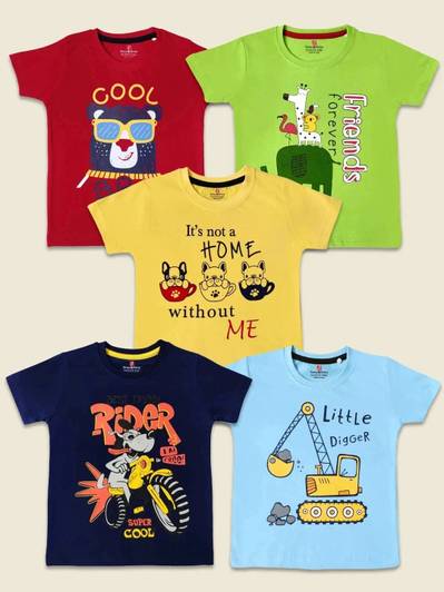 SUPERSQUAD Baby Boys Graphic Print Pure Cotton Regular T Shirt