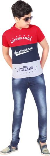 MIST N FOGG Boys Colorblock Cotton Blend Regular T Shirt