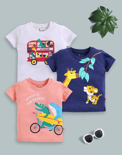 ELEMENOPEE Baby Boys & Baby Girls Graphic Print Pure Cotton Regular T Shirt