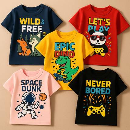 CUTE TREND Boys Graphic Print Pure Cotton Regular T Shirt