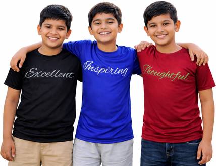 CHILLSHOPPEE Boys Self Design Polyester Regular T Shirt