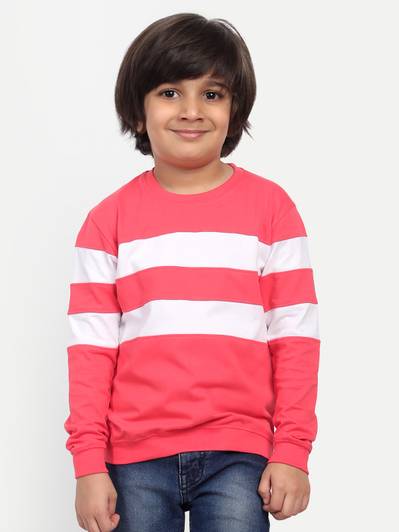 PROVOGUE Boys Striped Pure Cotton Regular T Shirt