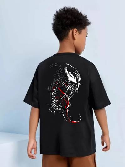 BQF Boys Printed Cotton Blend Oversized T Shirt