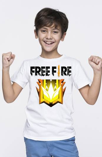 free fire tees Boys Graphic Print Polyester Regular T Shirt