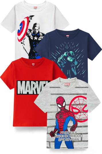 MARVEL BY MISS & CHIEF Boys Printed Cotton Blend Regular T Shirt