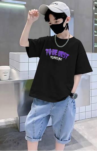 ZOZO Boys Printed Cotton Blend Oversized T Shirt