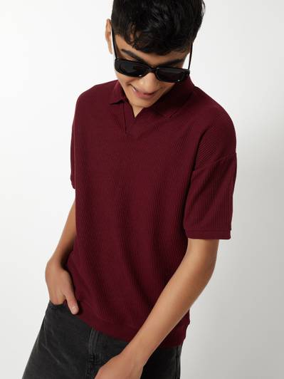 MAX Boys Solid Cotton Blend Regular T Shirt