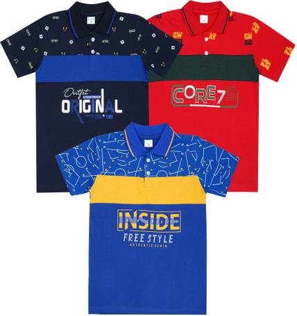GWA Boys Printed Cotton Blend Regular T Shirt