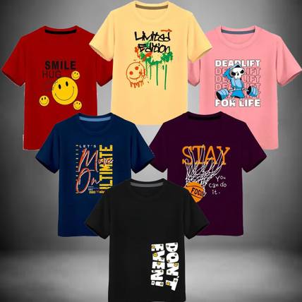 CUTE TREND Boys Printed Pure Cotton Regular T Shirt