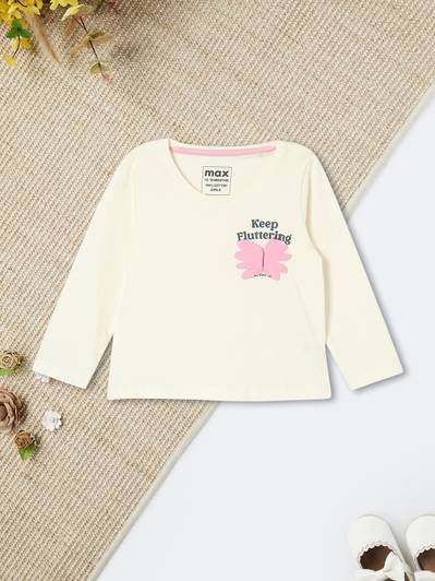 MAX Baby Girls Printed Pure Cotton Regular T Shirt