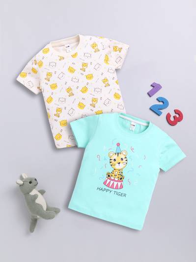 LITTLE NINJA Baby Boys Graphic Print Pure Cotton Regular T Shirt