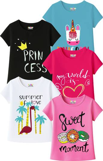 Kuchipoo Girls Printed Cotton Blend Regular T Shirt