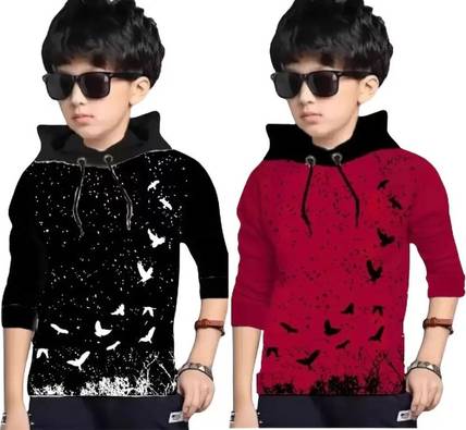 rotaqo Boys Printed Cotton Blend Regular T Shirt