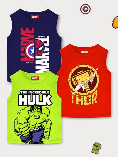 MARVEL BY MISS & CHIEF Boys & Girls Superhero Cotton Blend Regular T Shirt