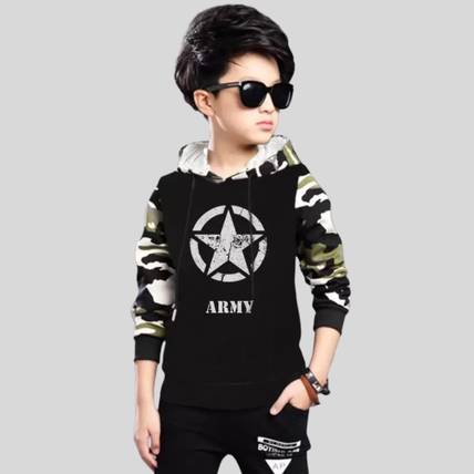 ATLANS Boys Typography, Printed Cotton Blend Regular T Shirt