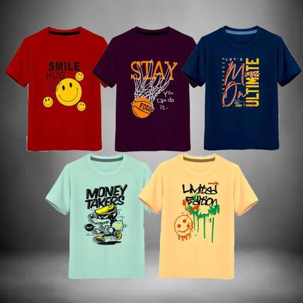 CUTE TREND Boys Printed Pure Cotton Regular T Shirt