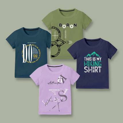 Minibot Boys Printed Pure Cotton Regular T Shirt