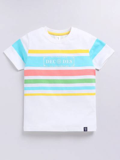 Ginie Boys Typography Pure Cotton Regular T Shirt