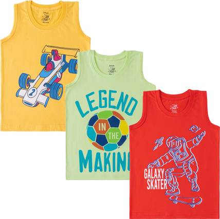 LILLCHILL Boys Printed Pure Cotton Regular T Shirt