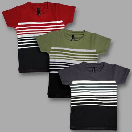 Monkeymix Boys Striped Cotton Blend Regular T Shirt