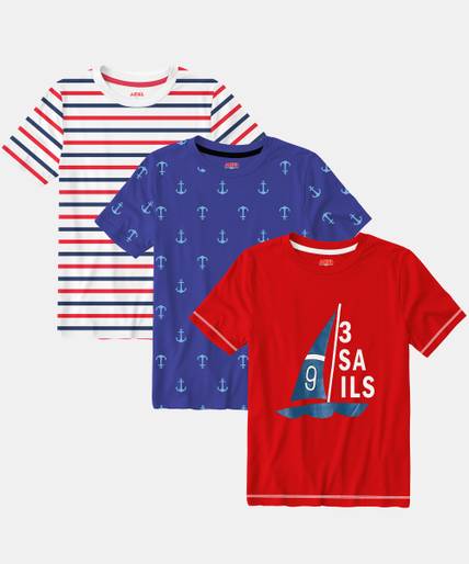 Ariel Boys Striped Cotton Blend Regular T Shirt