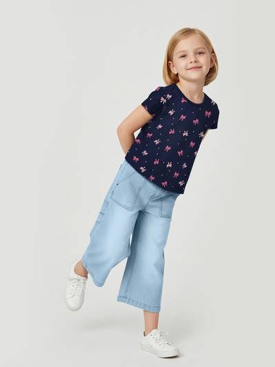 MAX Girls Printed Pure Cotton Regular T Shirt