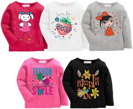 CRT Enterprises Girls Printed Cotton Blend Regular T Shirt