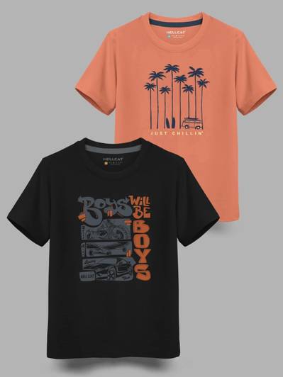 Hellcat Boys Printed Cotton Blend Regular T Shirt