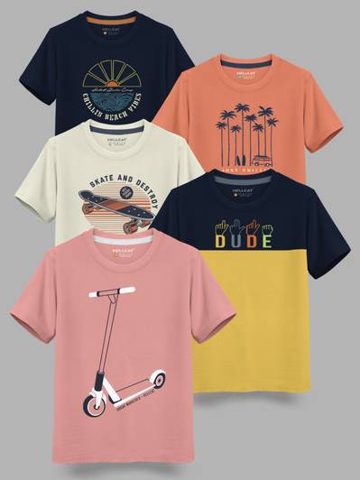 Hellcat Boys Printed Cotton Blend Regular T Shirt