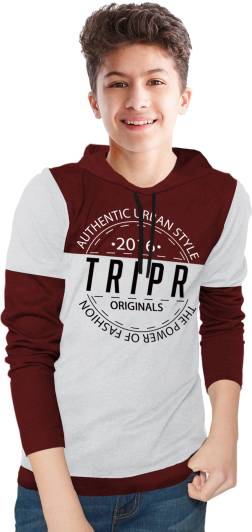 TRIPR Boys Typography, Printed Cotton Blend T Shirt