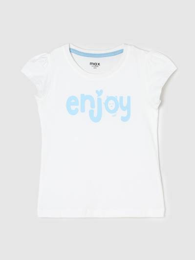 MAX Girls Typography Pure Cotton T Shirt