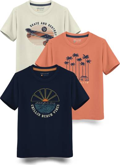 Hellcat Boys Printed Cotton Blend Regular T Shirt