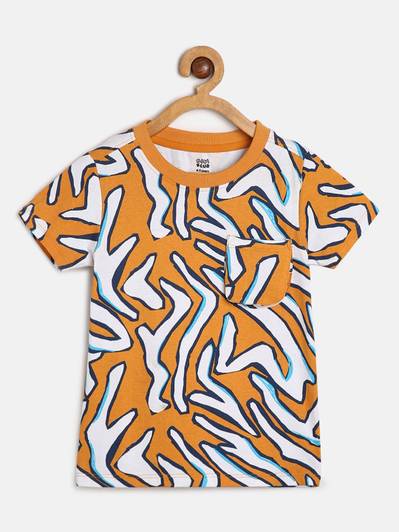 MINI KLUB Boys Printed Pure Cotton Regular T Shirt