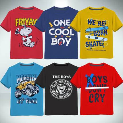 CUTE TREND Boys Printed Pure Cotton Regular T Shirt