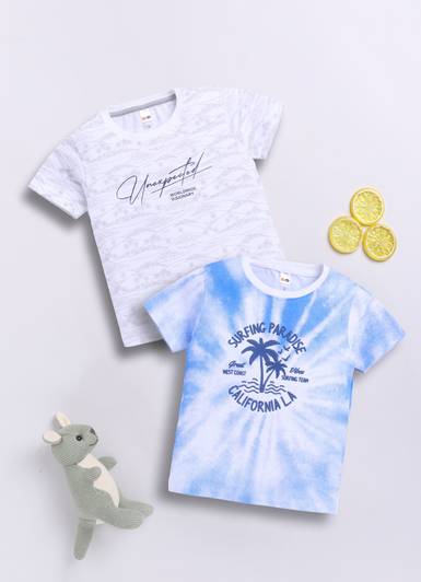 LITTLE NINJA Baby Boys Graphic Print Pure Cotton Regular T Shirt