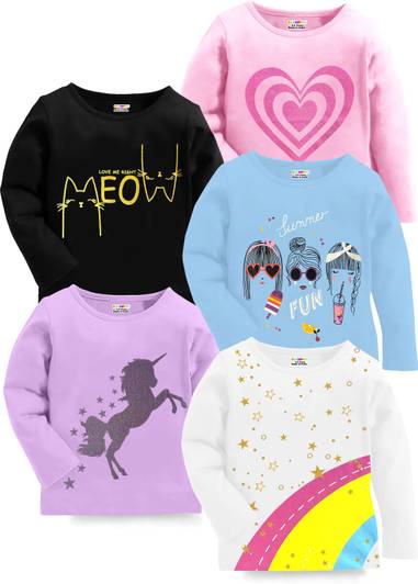 Kuchipoo Girls Printed Cotton Blend Regular T Shirt
