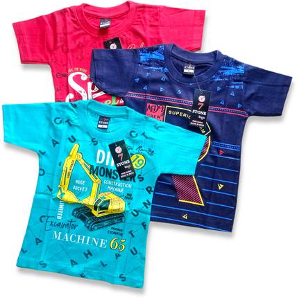 mahi creation Boys Self Design Cotton Blend Regular T Shirt