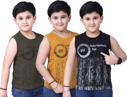 INDIA FASHION FAB Boys Printed Pure Cotton Regular T Shirt