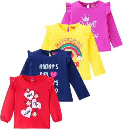 LEROO Girls Printed Pure Cotton Regular T Shirt