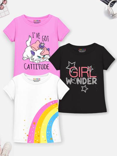 Trampoline Girls Printed Cotton Blend Regular T Shirt