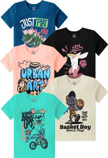 kiddeo Boys Graphic Print Pure Cotton Regular T Shirt