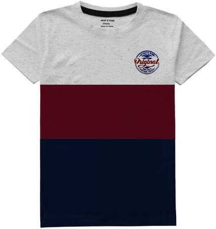 MIST N FOGG Boys Colorblock Cotton Blend Regular T Shirt