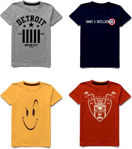 FTC FASHIONS Boys Printed Cotton Blend Regular T Shirt