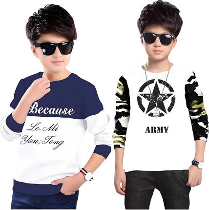 Ticoss Boys Typography Cotton Blend Regular T Shirt