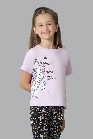 VAN HEUSEN Girls Printed Cotton Blend Regular T Shirt