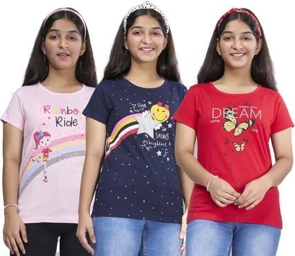 Zuniors-SSC Girls Graphic Print Pure Cotton Regular T Shirt
