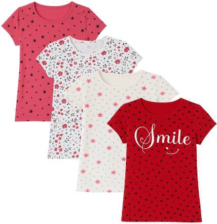 fasla Girls Printed Pure Cotton Regular T Shirt