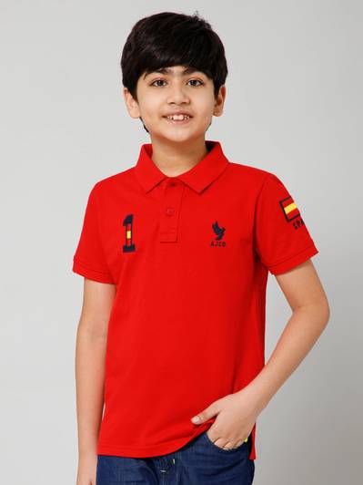 Alan Jones Boys Solid Cotton Blend Regular T Shirt