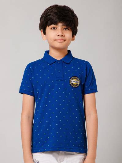 Alan Jones Boys Printed Cotton Blend Regular T Shirt